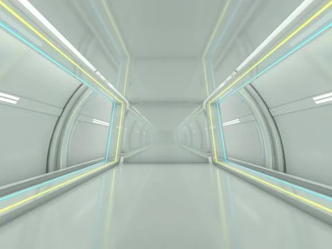 Abstract modern architecture background, empty open space interior. 3D Stock Illustration