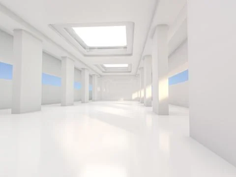 Abstract modern architecture background, empty open space interior. 3D Stock Illustration