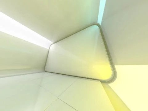 Abstract modern architecture background, empty open space interior. 3D Stock Illustration