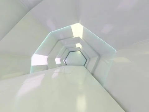 Abstract modern architecture background, empty open space interior. 3D Stock Illustration