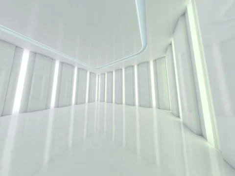 Abstract modern architecture background, empty open space. 3D Stock Illustration