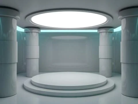 Abstract modern architecture background, empty open space interior. 3D Stock Illustration