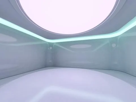 Abstract modern architecture background, empty open space interior. 3D Stock Illustration