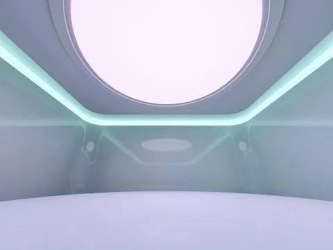 Abstract modern architecture background, empty open space interior. 3D Stock Illustration