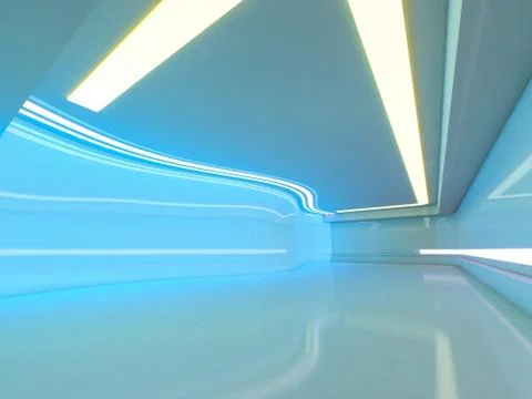 Abstract modern architecture background, empty open space interior. 3D Stock Illustration