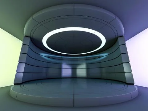 Abstract modern architecture background, empty open space interior. 3D Stock Illustration