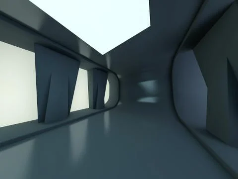 Abstract modern architecture background, empty open space interior. 3D Stock Illustration