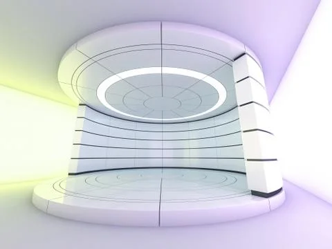 Abstract modern architecture background, empty open space interior. 3D Stock Illustration