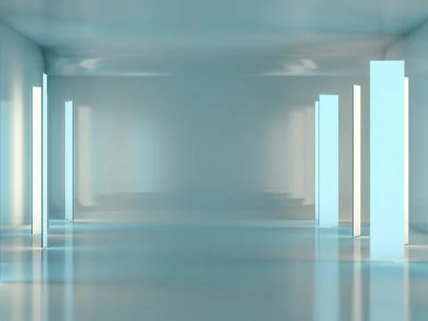 Abstract modern architecture background, empty open space interior. 3D Stock Illustration