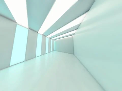 Abstract modern architecture background, empty open space interior. 3D Stock Illustration