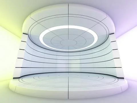 Abstract modern architecture background, empty open space interior. 3D Stock Illustration