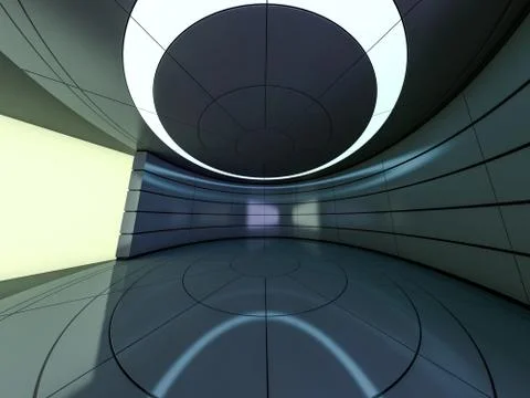 Abstract modern architecture background, empty open space interior. 3D Stock Illustration
