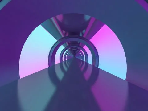 Abstract modern architecture background, empty open space interior. 3D Stock Illustration