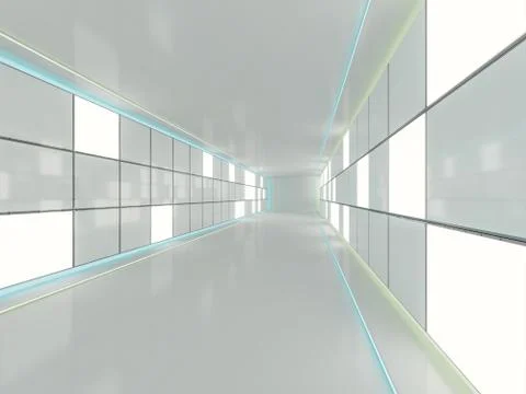 Abstract modern architecture background, empty open space interior. 3D Stock Illustration