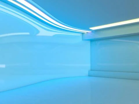 Abstract modern architecture background, empty open space interior. 3D Illustrazione stock