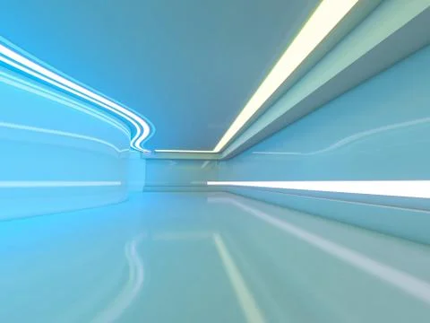 Abstract modern architecture background, empty open space interior. 3D Stock Illustration