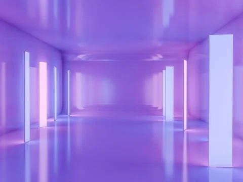 Abstract modern architecture background, empty open space interior. 3D Stock Illustration