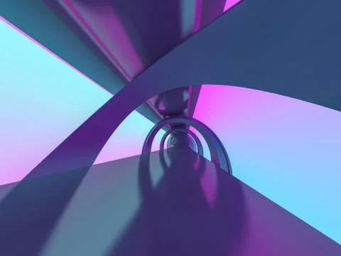 Abstract modern architecture background, empty open space interior. 3D Stock Illustration