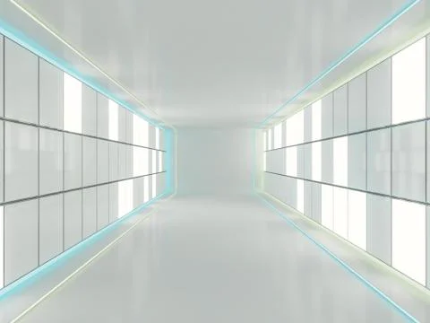 Abstract modern architecture background, empty open space interior. 3D Stock Illustration