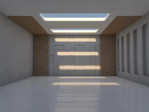 Abstract modern architecture background, empty open space interior. 3D Stock Illustration