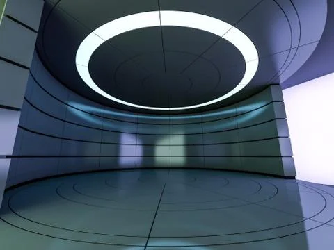 Abstract modern architecture background, empty open space interior. 3D Stock Illustration