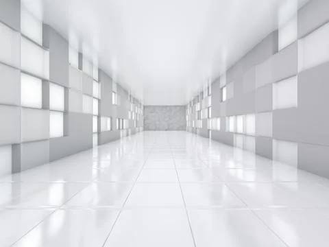 Abstract modern architecture background, empty open space interior. 3D Stock Illustration