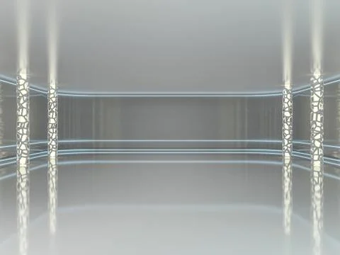 Abstract modern architecture background, empty open space interior. 3D Stock Illustration