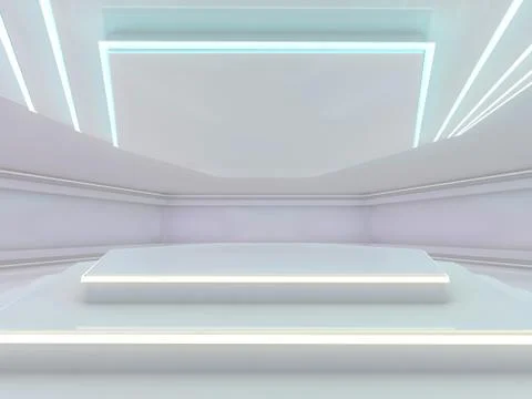 Abstract modern architecture background, empty open space interior. 3D Stock Illustration