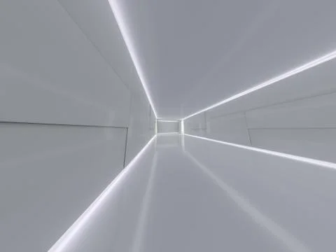 Abstract modern architecture background, empty open space interior. 3D Stock Illustration