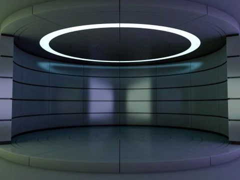 Abstract modern architecture background, empty open space interior. 3D Stock Illustration