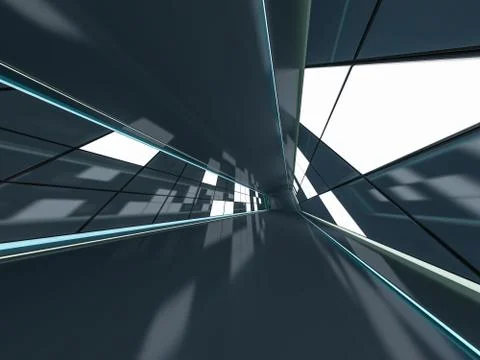 Abstract modern architecture background, empty open space interior. 3D Stock Illustration