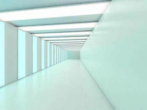 Abstract modern architecture background, empty open space interior. 3D Stock Illustration
