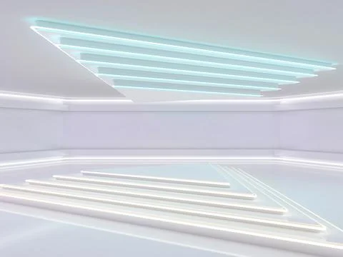 Abstract modern architecture background, empty open space interior. 3D Stock Illustration