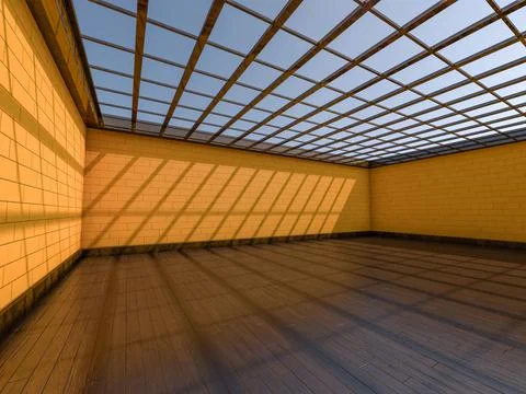 Abstract modern architecture background, empty open space. 3D illustration Stock Illustration