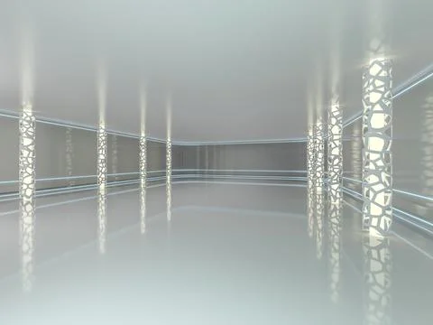 Abstract modern architecture background, empty open space. 3D illustration Stock Illustration