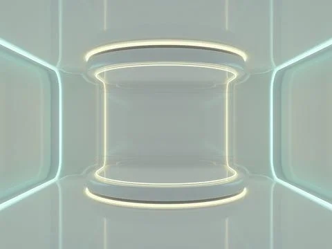 Abstract modern architecture background, empty open space interior. 3D Stock Illustration