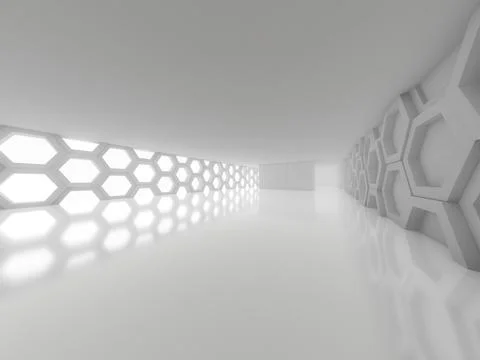 Abstract modern architecture background, empty open space. 3D illustration Stock Illustration