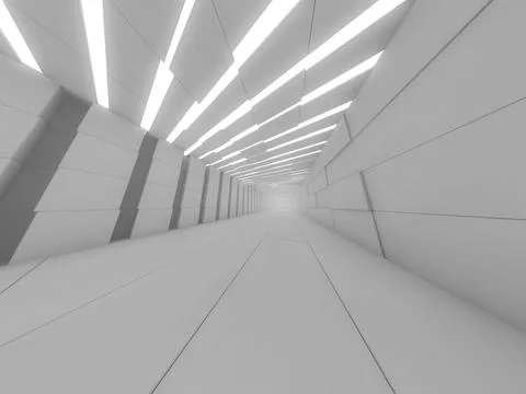 Abstract modern architecture background, empty open space interior. 3D Stock Illustration