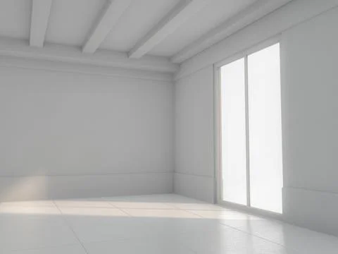 Abstract modern architecture background, empty open space interior. 3D Stock Illustration