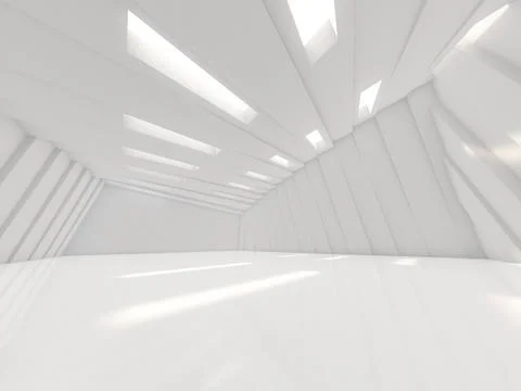 Abstract modern architecture background, empty open space interior. 3D Stock Illustration