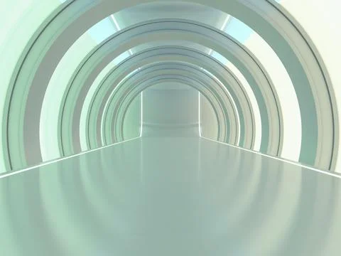 Abstract modern architecture background, empty open space interior. 3D Stock Illustration