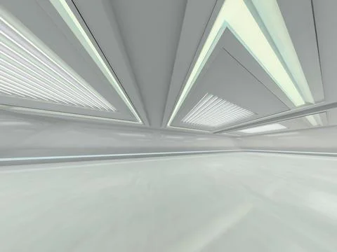 Abstract modern architecture background, empty open space interior. 3D Stock Illustration