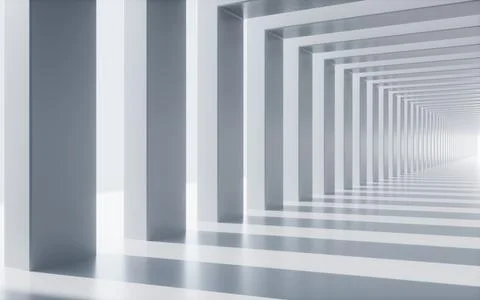 Abstract modern architecture. Clean geometric lines and shapes. 3d rendering. Stock Illustration