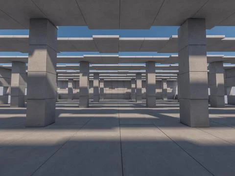 Abstract modern architecture empty background. 3D illustration Stock Illustration