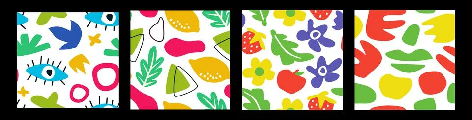 Abstract modern background. Circle shape texture and cute sketch flowers with Stock Illustration