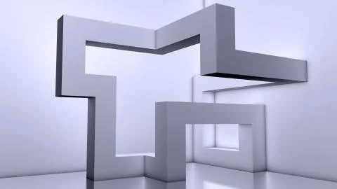 Abstract Modern Background, empty futuristic interior, 3d Blocks Stock Illustration