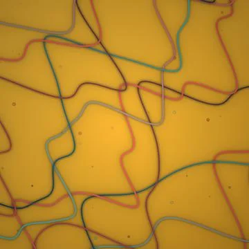 Abstract Modern Background with Vibrant Intertwining Wavy Lines on Yellow Stock Illustration