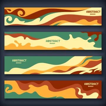 Abstract modern banners with wavy elements Stock Illustration