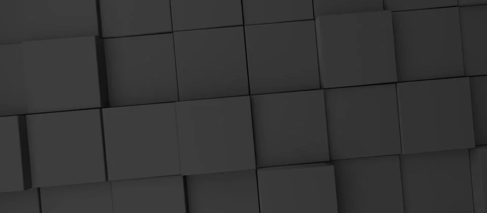 Abstract modern black cube background, 3d rendering Stock Illustration