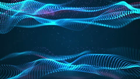 Abstract modern blue wave flow grid and dots plexus background Stock Footage 133566778